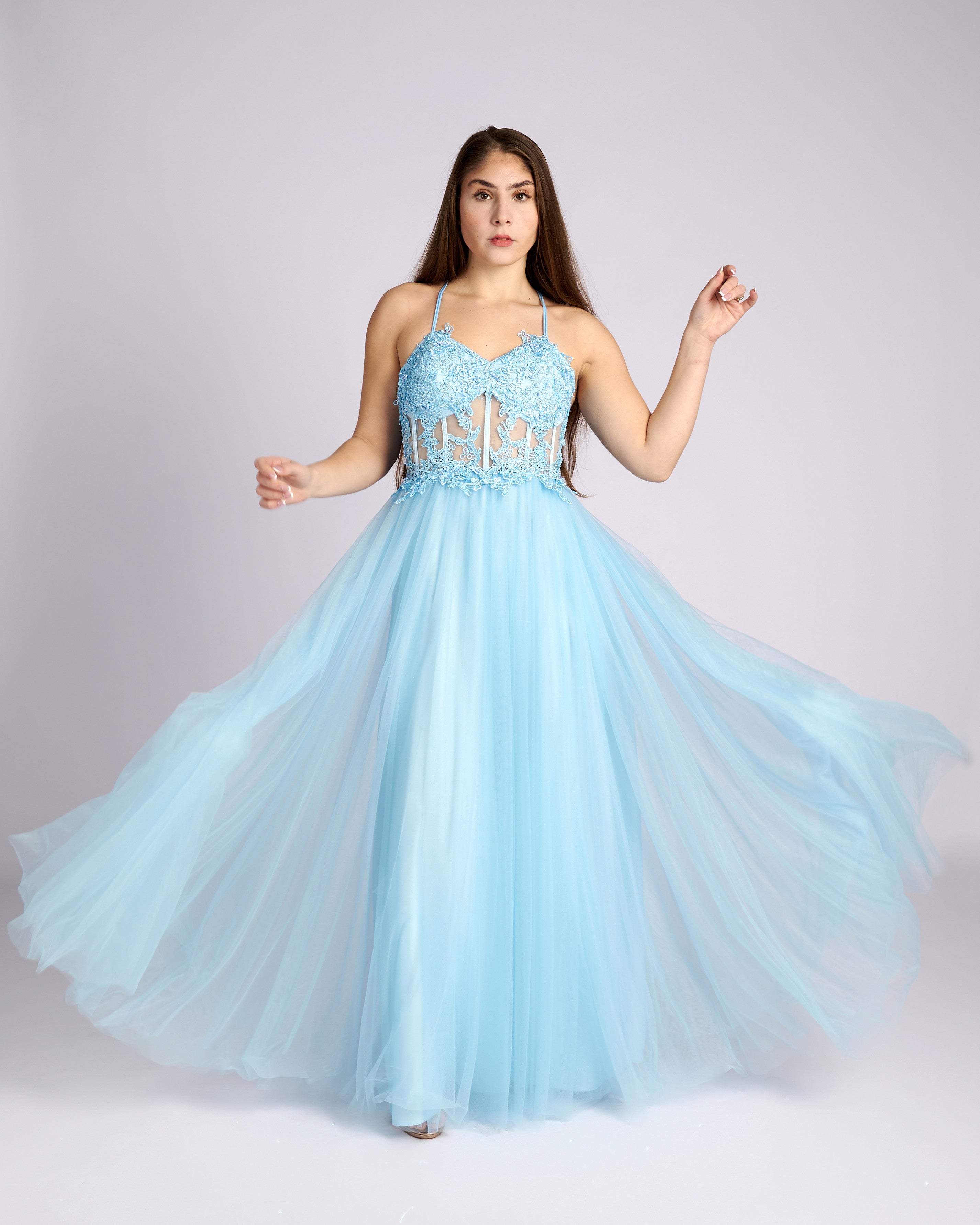 Bessie Blue Sky Sparkle Prom Dress-0
