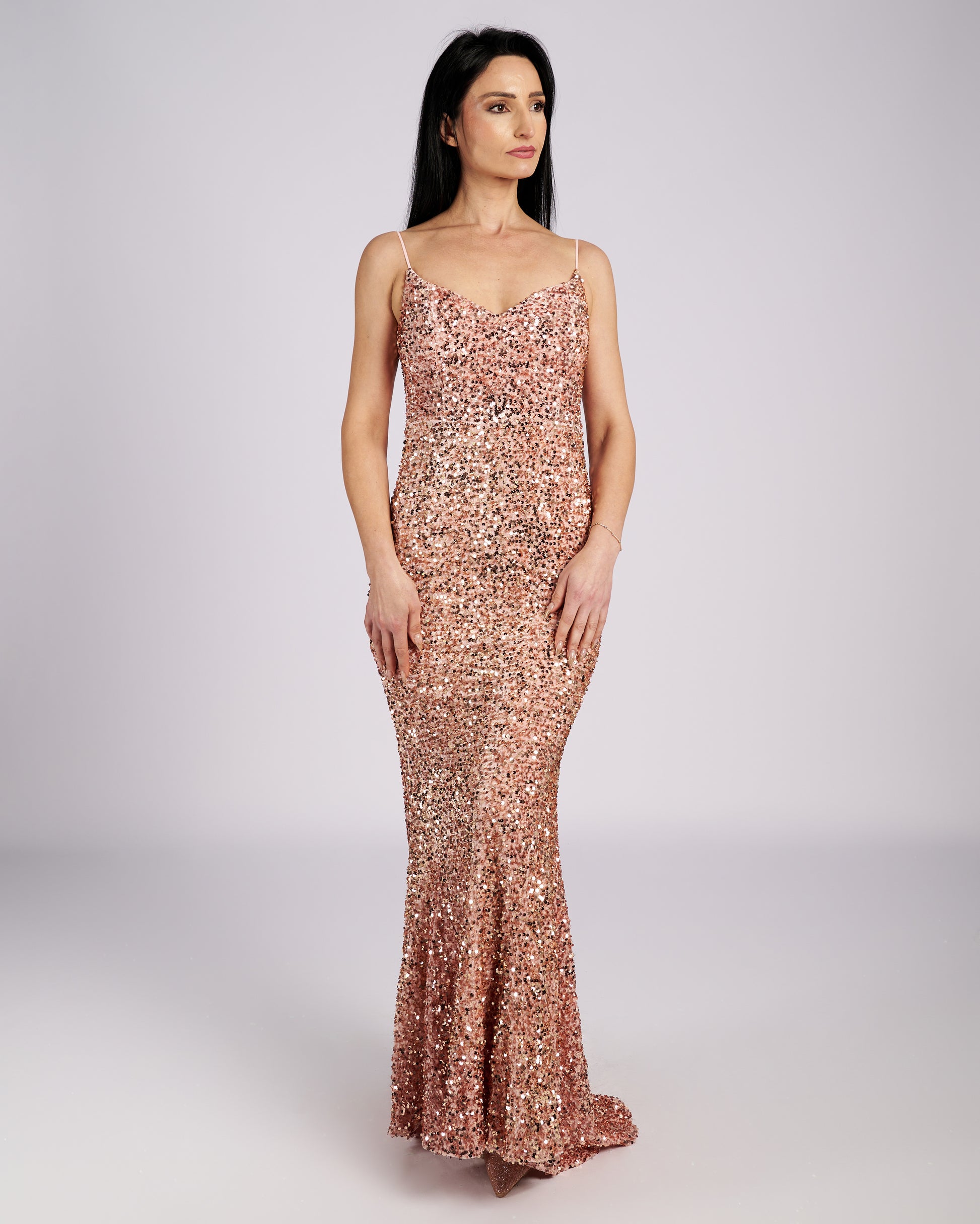 Pink Star Sequin Maxi Dress "evening dresses"-4