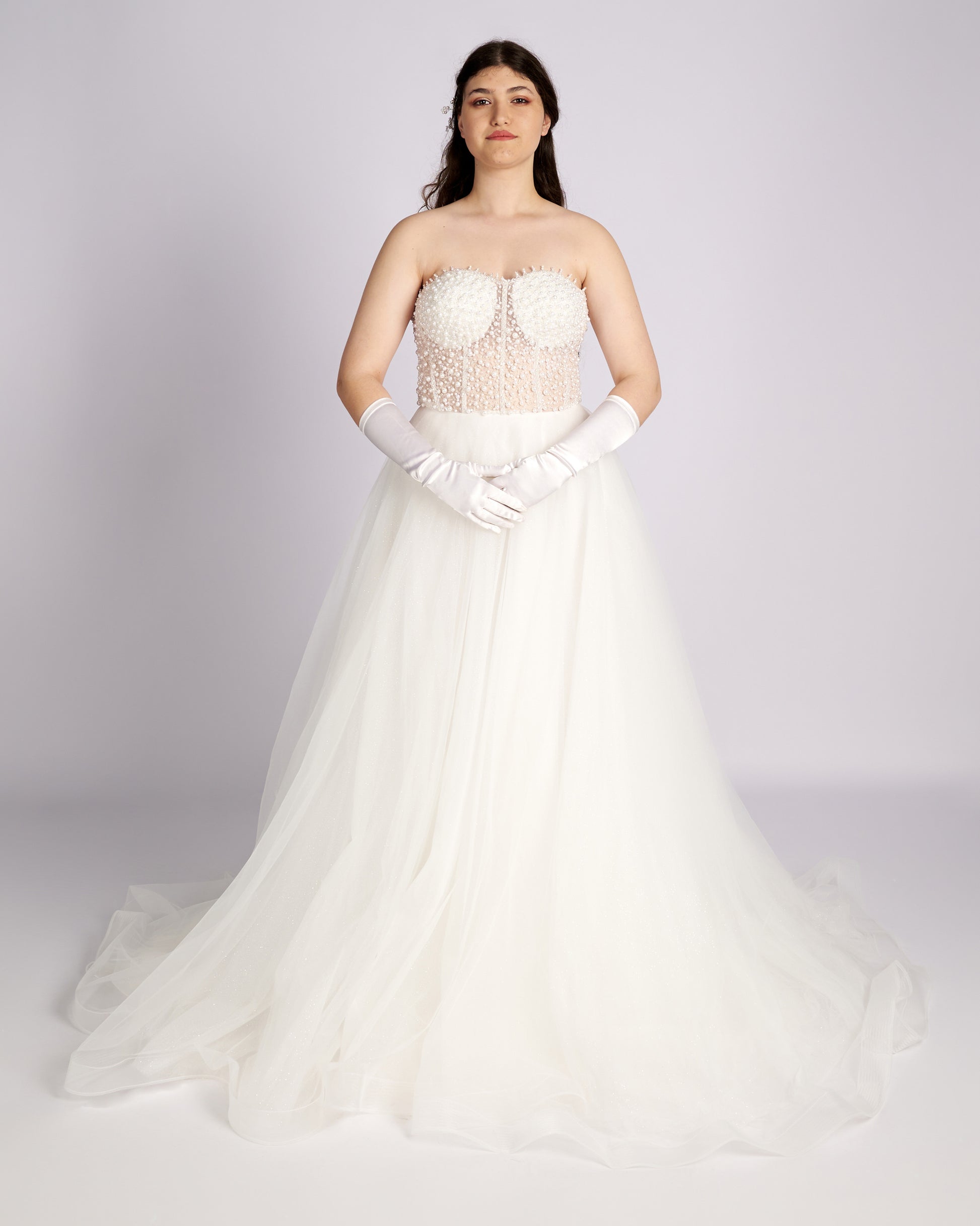 Iphigenia Pearls and Crystal Hand Beaded Bridal Gown wedding dresses