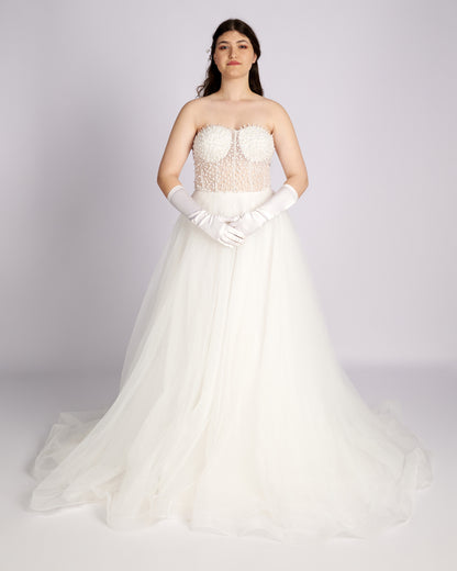Iphigenia Pearls and Crystal Hand Beaded Bridal Gown wedding dresses
