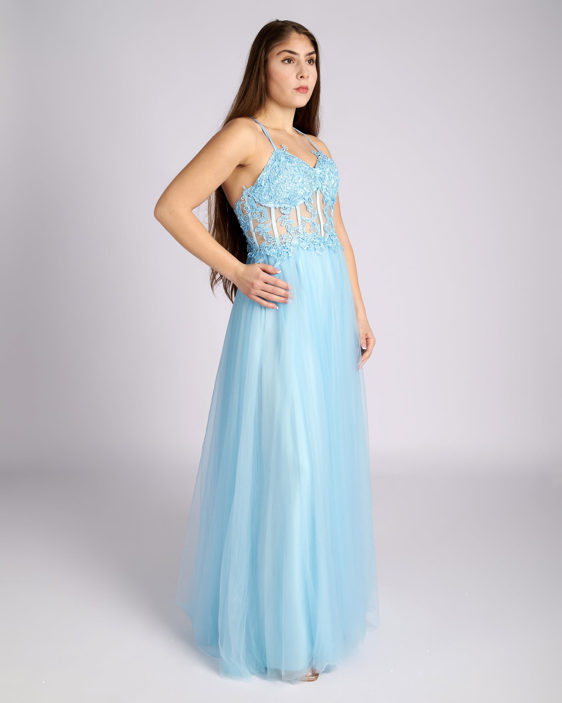 Bessie Blue Sky Sparkle Prom Dress-2