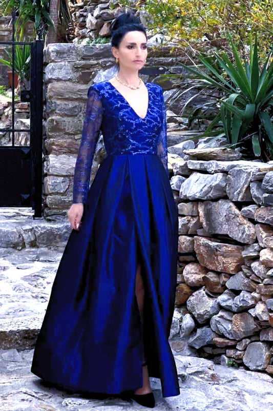 Ariadna Taffeta Dress pleated skirt with an lace top-0