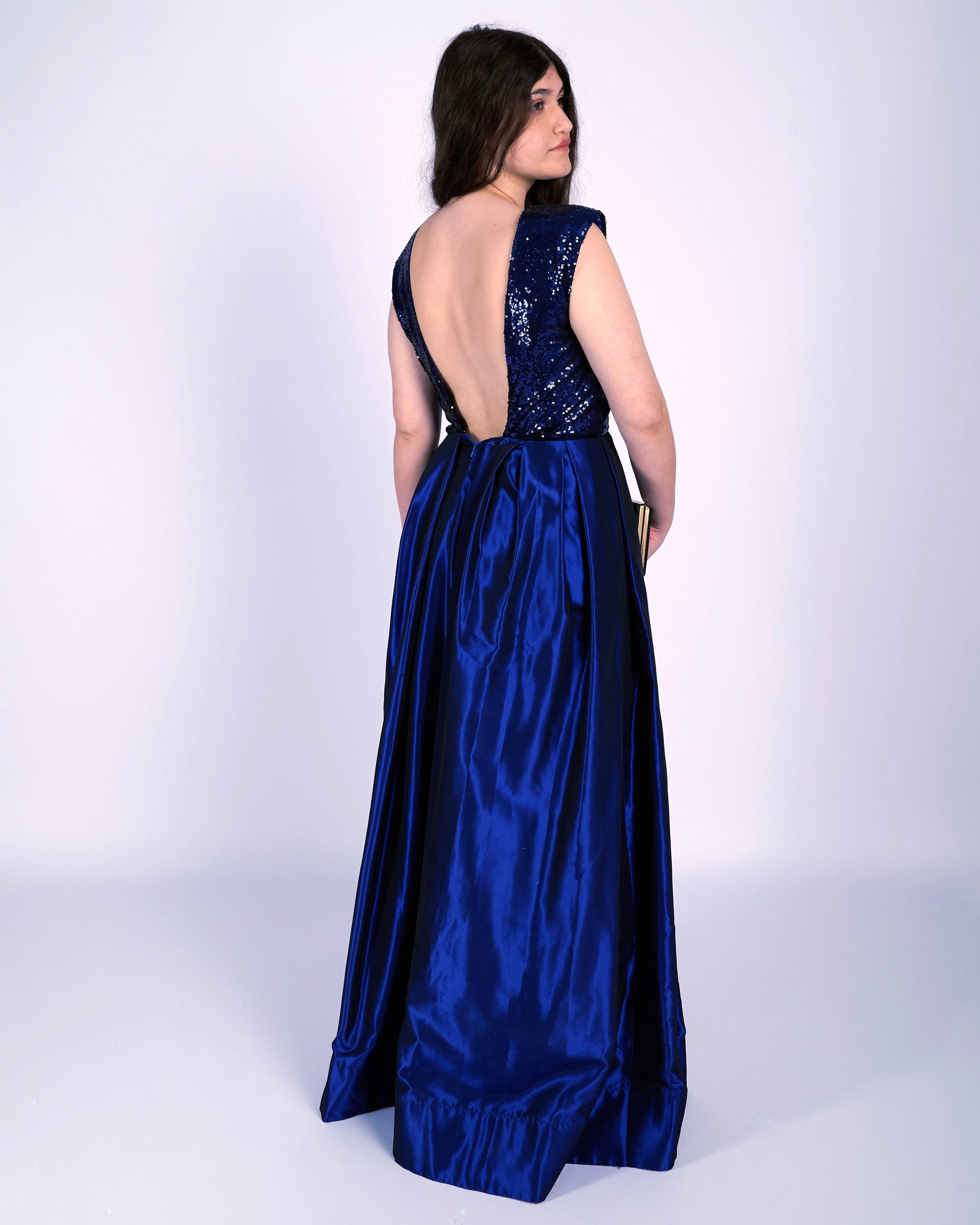 Josephine Royal Blue Sequin Taffeta Dress "φορέματα βραδινά"-0