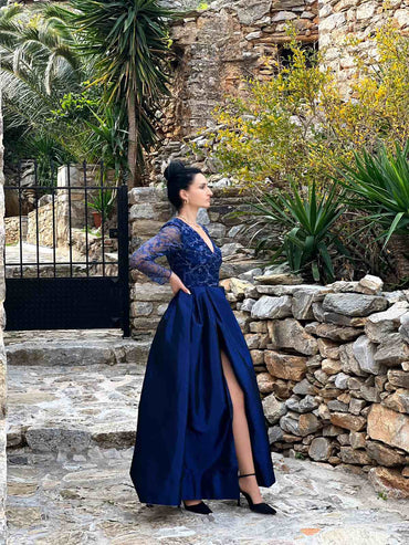 Ariadna Taffeta Dress pleated skirt with an lace top-1