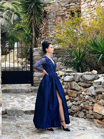 Ariadna Taffeta Dress pleated skirt with an lace top-1