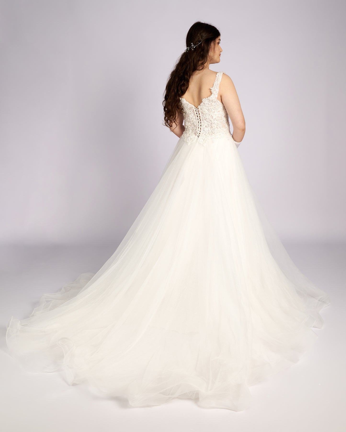 Augustine Hand Beaded Embroidery Lace with Crystals Wedding Dresses-3