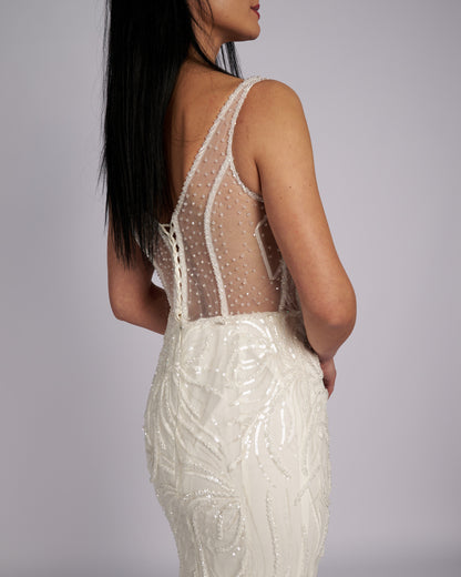 Amaryllis Hand Crystal Beaded Bridal Gown-5