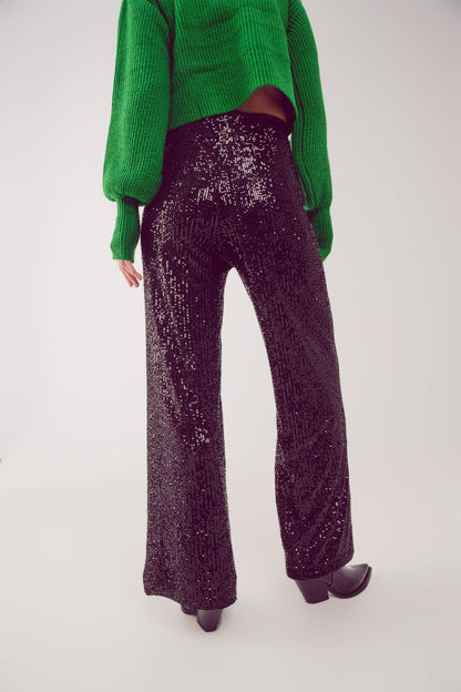 Sequin Wide Legs Pants-5