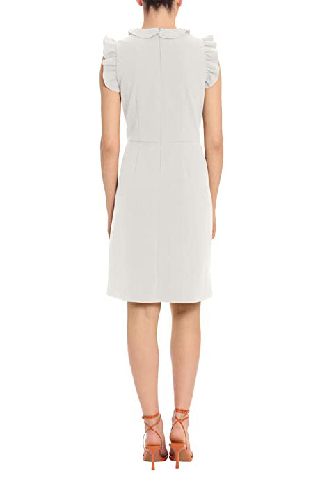 Maggy London V Neck Ruffle Sleeves Back Zipper Short Crepe Dress-2