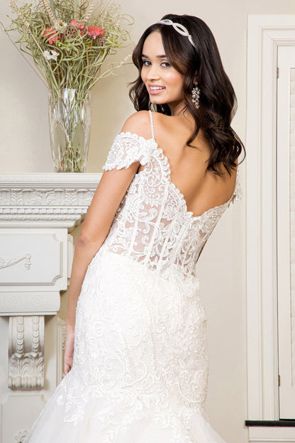 Sweethearted Embroidered Mesh Mermaid w/ Tail Long Wedding Dress GLGL1938