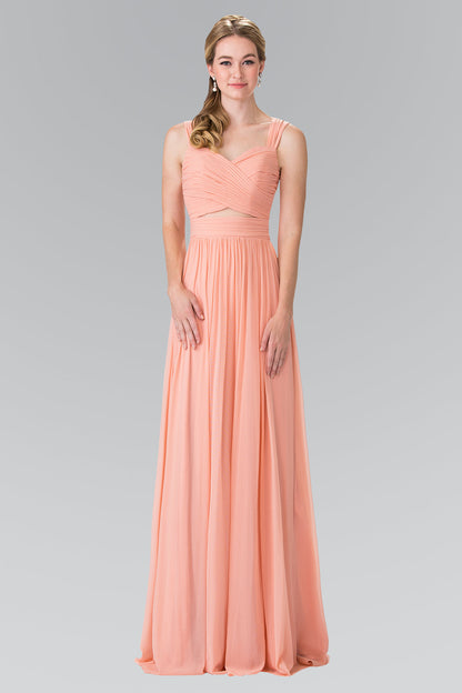 Pleated Bodice Bridesmaids Long Prom Dress GLGL2366-3