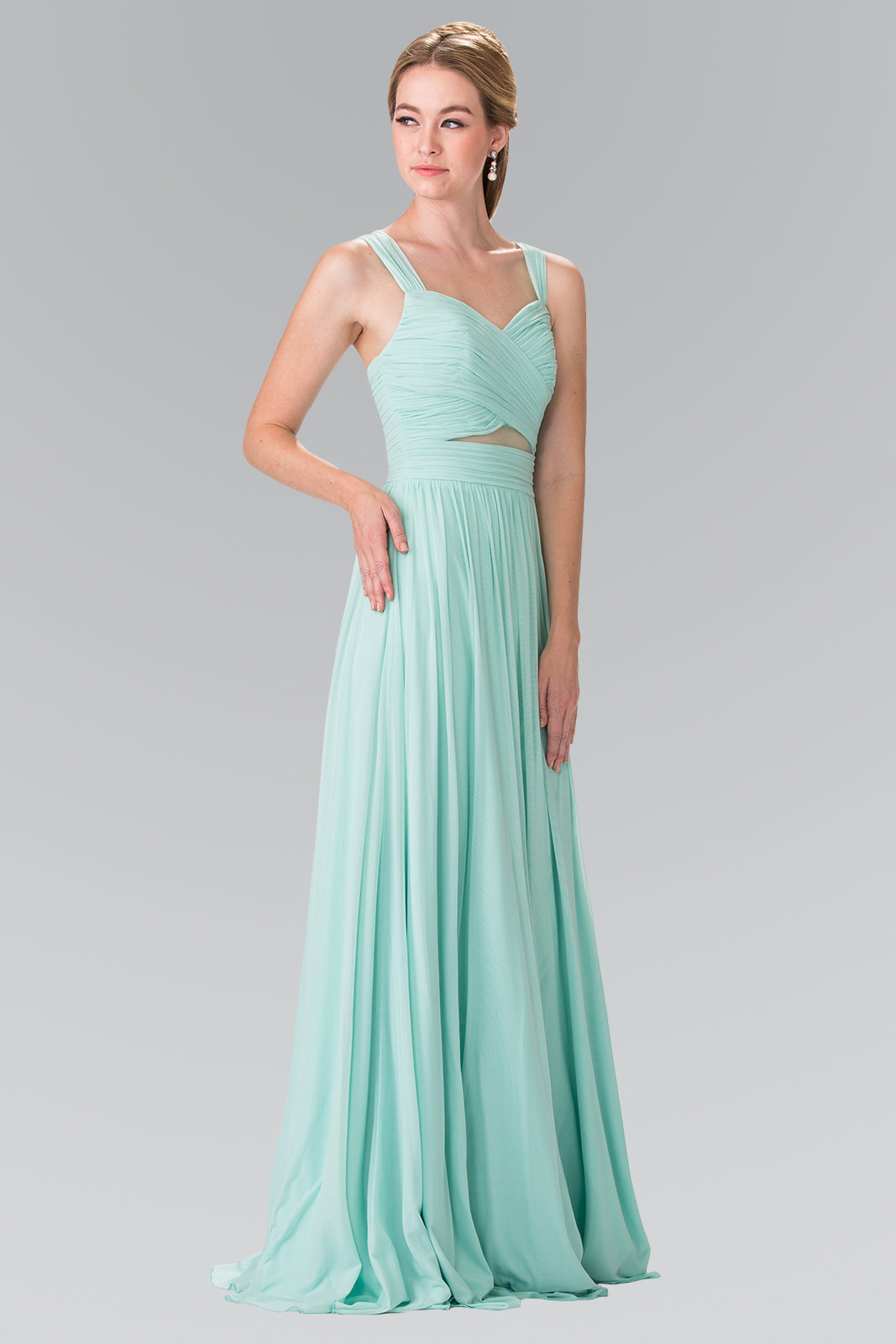 Pleated Bodice Bridesmaids Long Prom Dress GLGL2366-5
