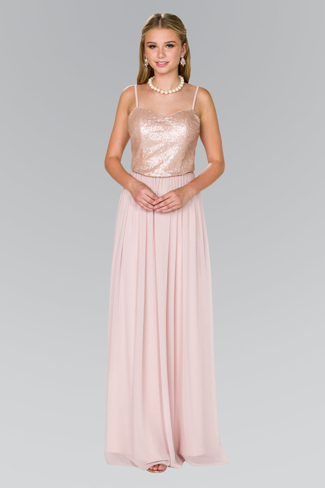 Full Sequin Top Chiffon Long Prom Dress GLGL2416