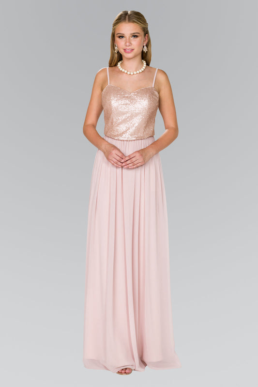 Full Sequin Top Chiffon Long Prom Dress GLGL2416