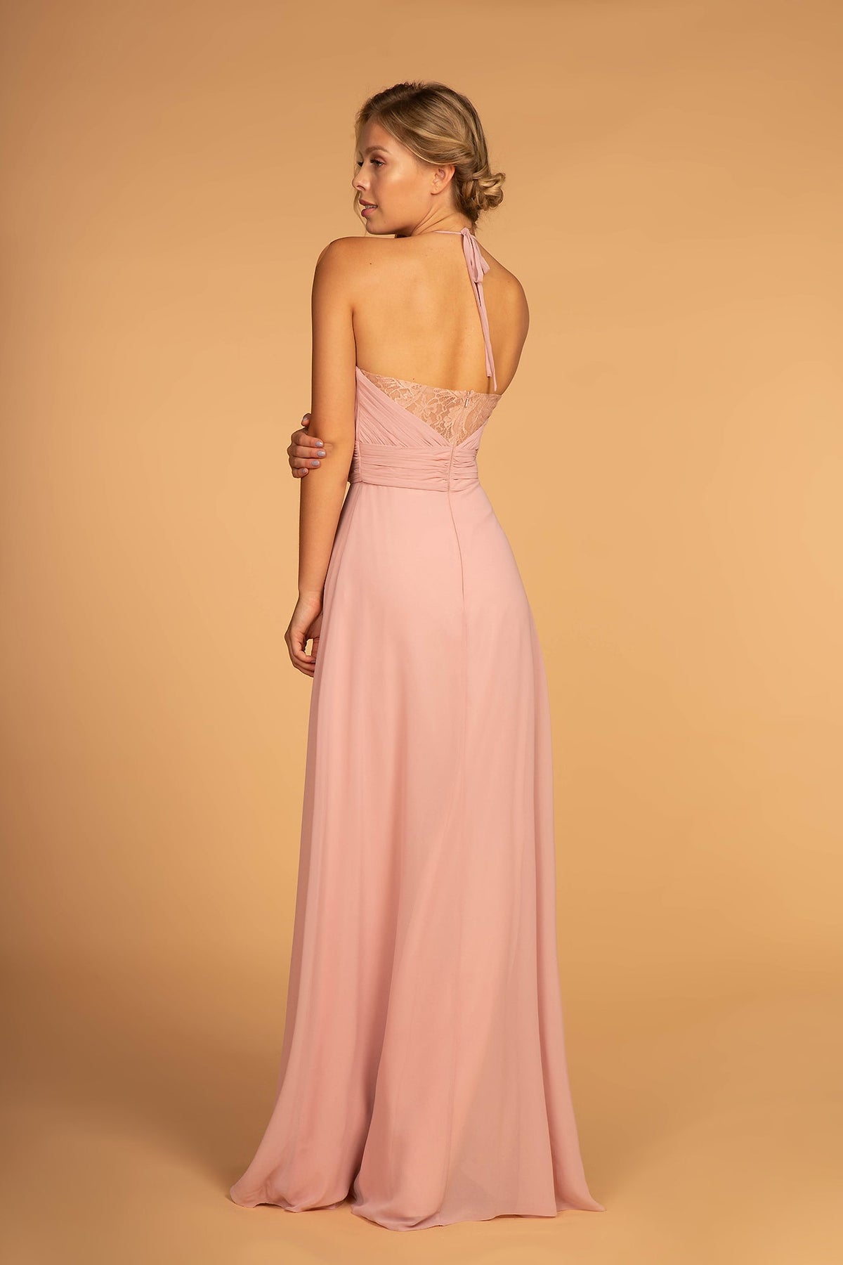 Enchanting Halter Neck Chiffon Long Bridesmaid Luxurious Formal Gown GLGL2606-3