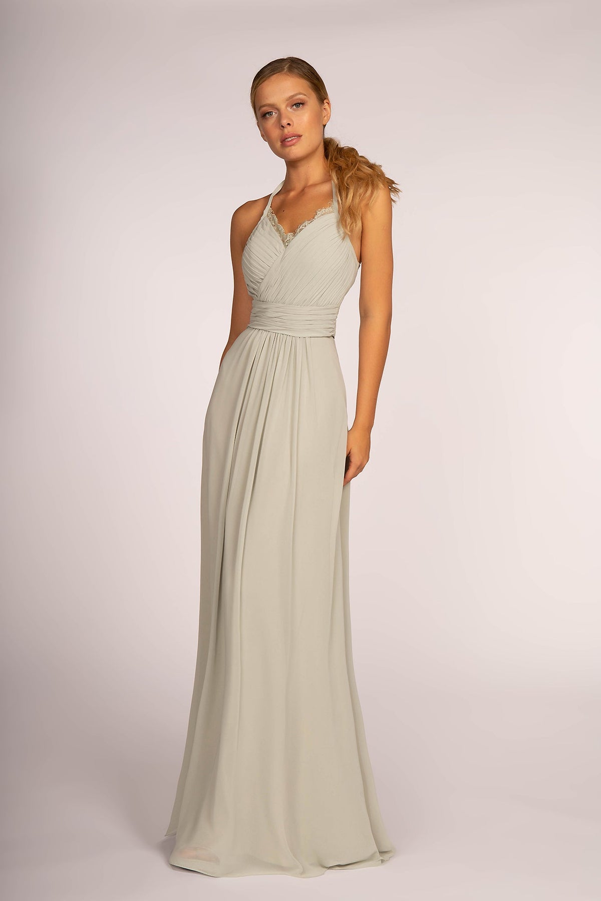 Enchanting Halter Neck Chiffon Long Bridesmaid Luxurious Formal Gown GLGL2606-5