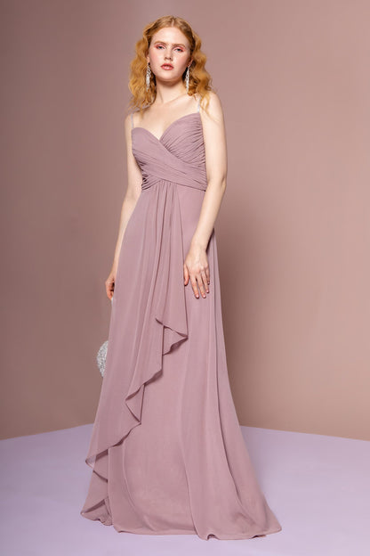 Chiffon Ruched Jewel Straps Long Prom Dress GLGL2666-4