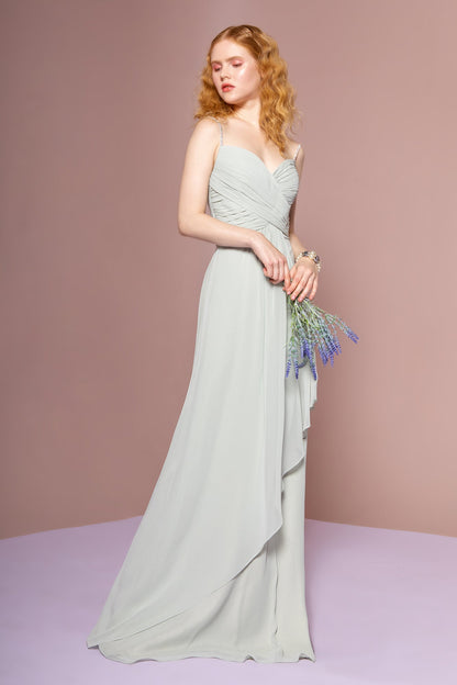 Chiffon Ruched Jewel Straps Long Prom Dress GLGL2666-5