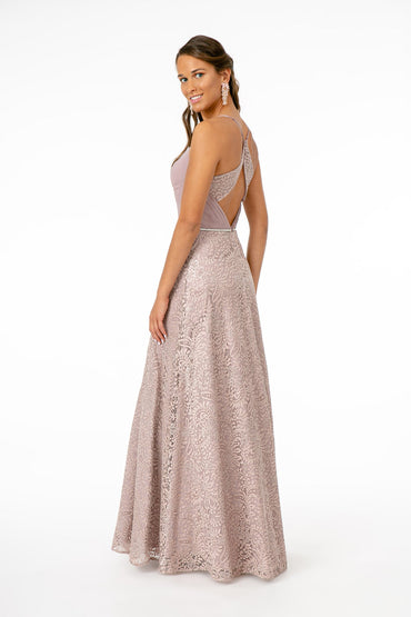 Sweetheart Neckline Lace A-Line w/ Cut-Out-Back Long Prom Dress GLGL2667-1