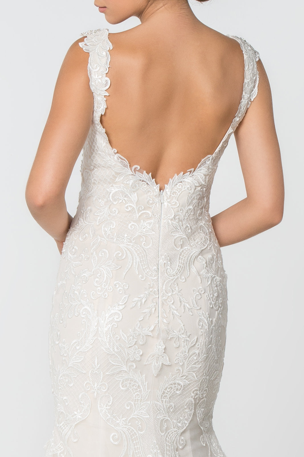 Lace and Jewel Embellished Mermaid w/ Tail Long Wedding Dress GLGL2819