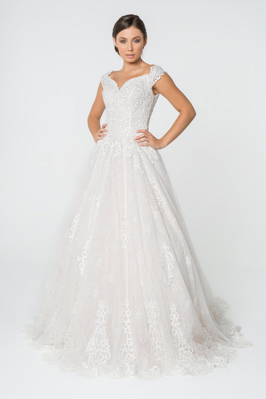 Lace Embellished Bodice A-Line Long Wedding Dress GLGL2823-0