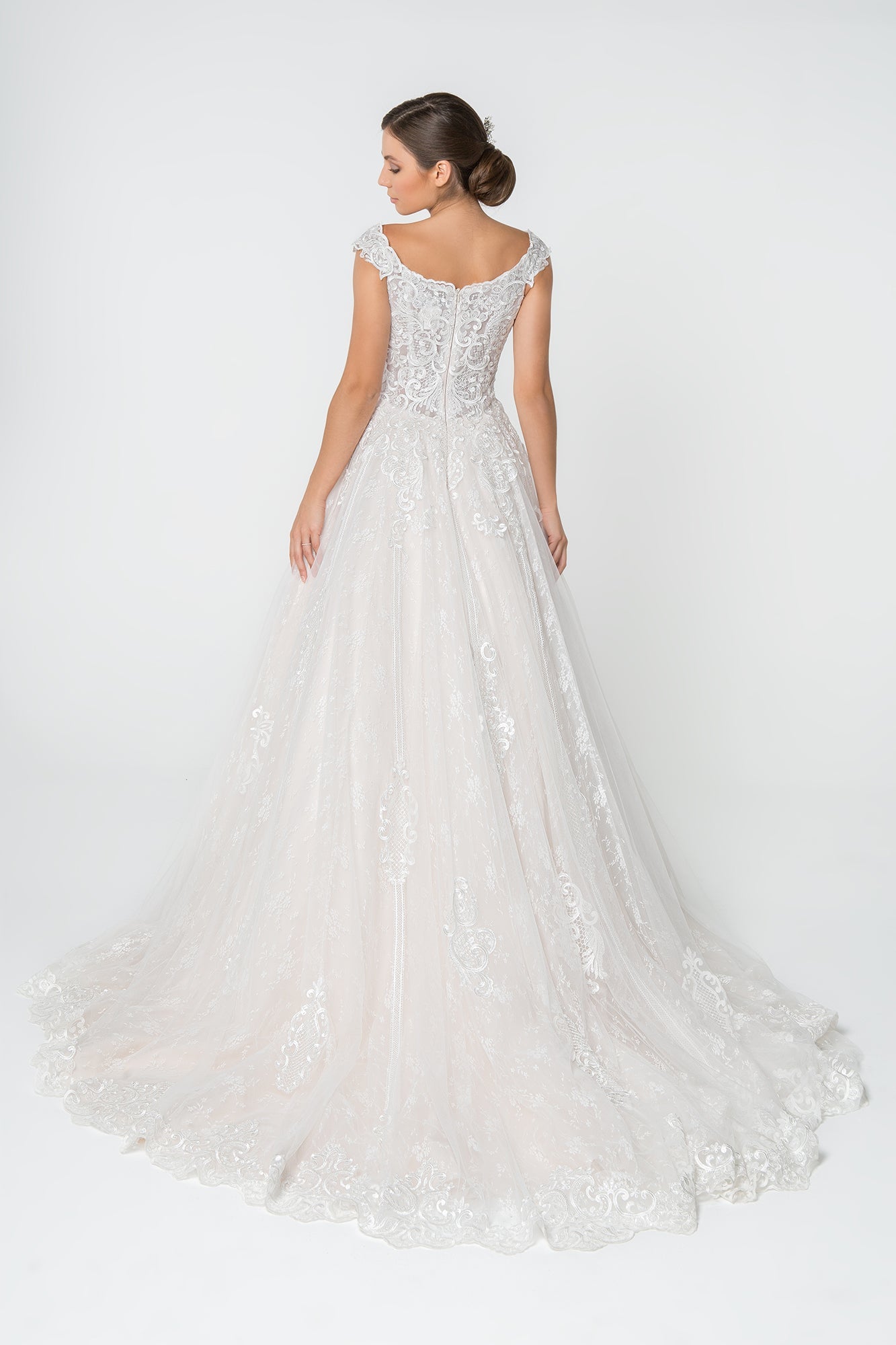 Lace Embellished Bodice A-Line Long Wedding Dress GLGL2823-1