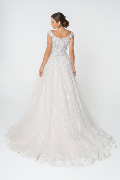 Lace Embellished Bodice A-Line Long Wedding Dress GLGL2823-1