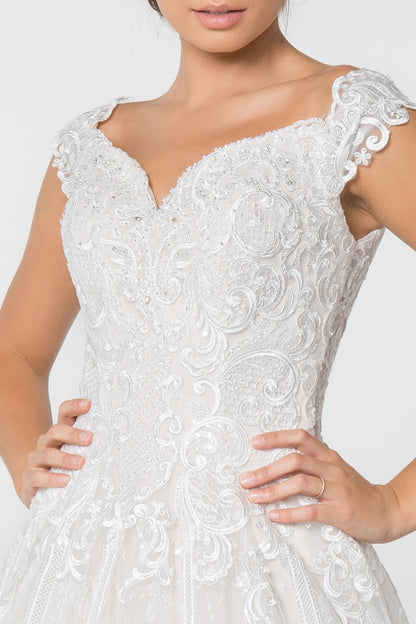Lace Embellished Bodice A-Line Long Wedding Dress GLGL2823-2