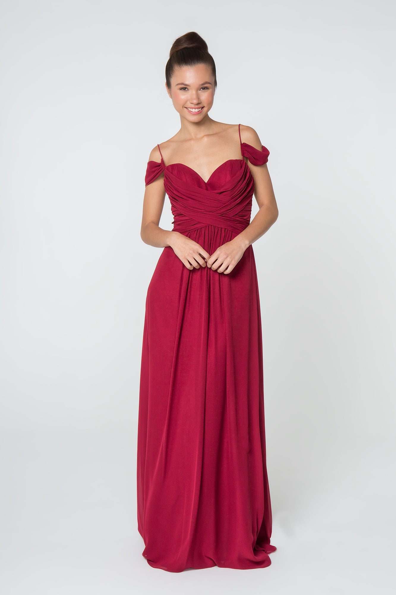 Luminous Chiffon Ruched Sweetheart Long Bridesmaid Luxurious Formal Gown for Formal GLGL28-0