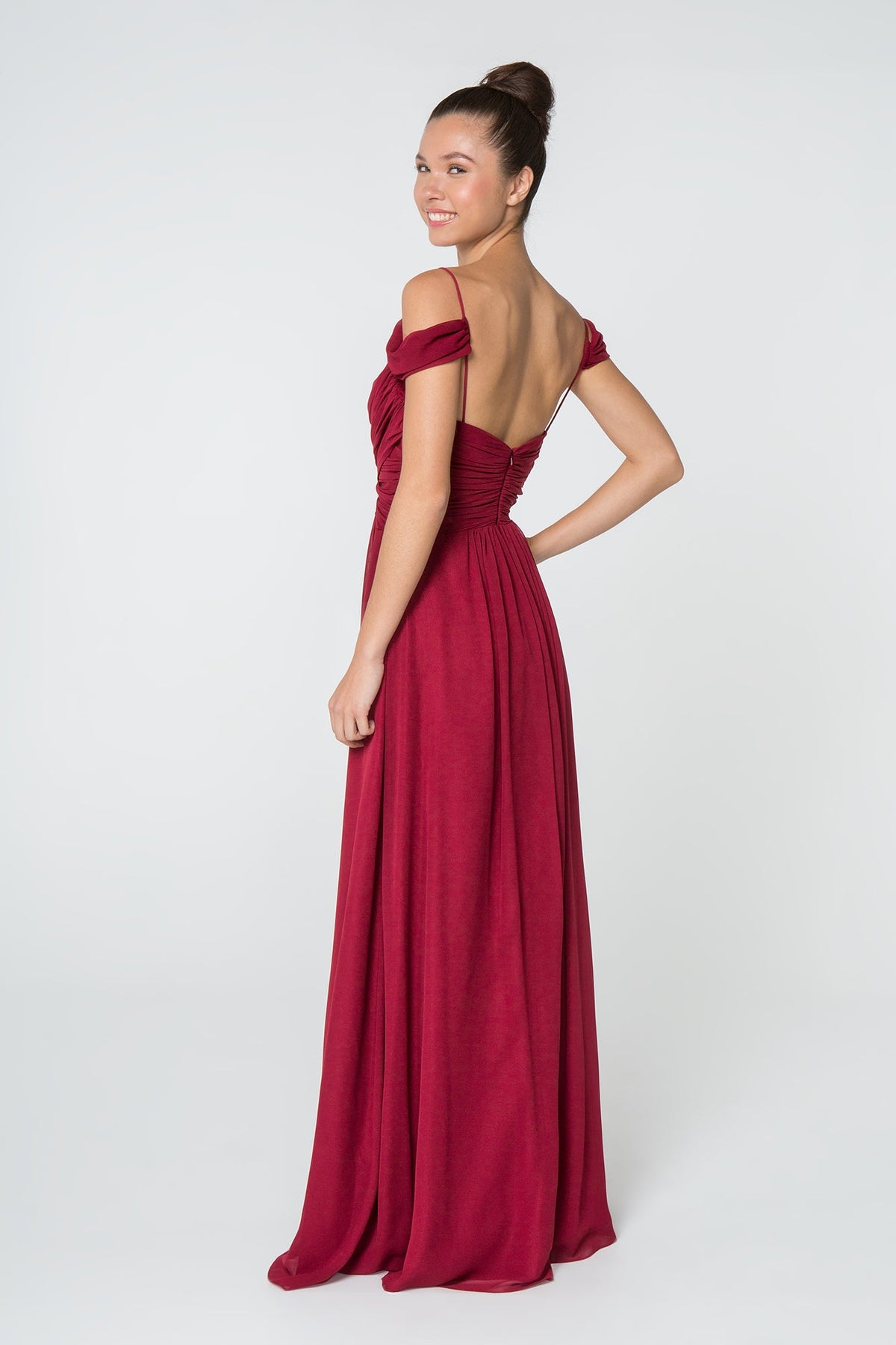 Luminous Chiffon Ruched Sweetheart Long Bridesmaid Luxurious Formal Gown for Formal GLGL28-1