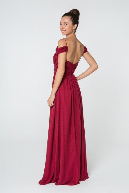 Luminous Chiffon Ruched Sweetheart Long Bridesmaid Luxurious Formal Gown for Formal GLGL28-1