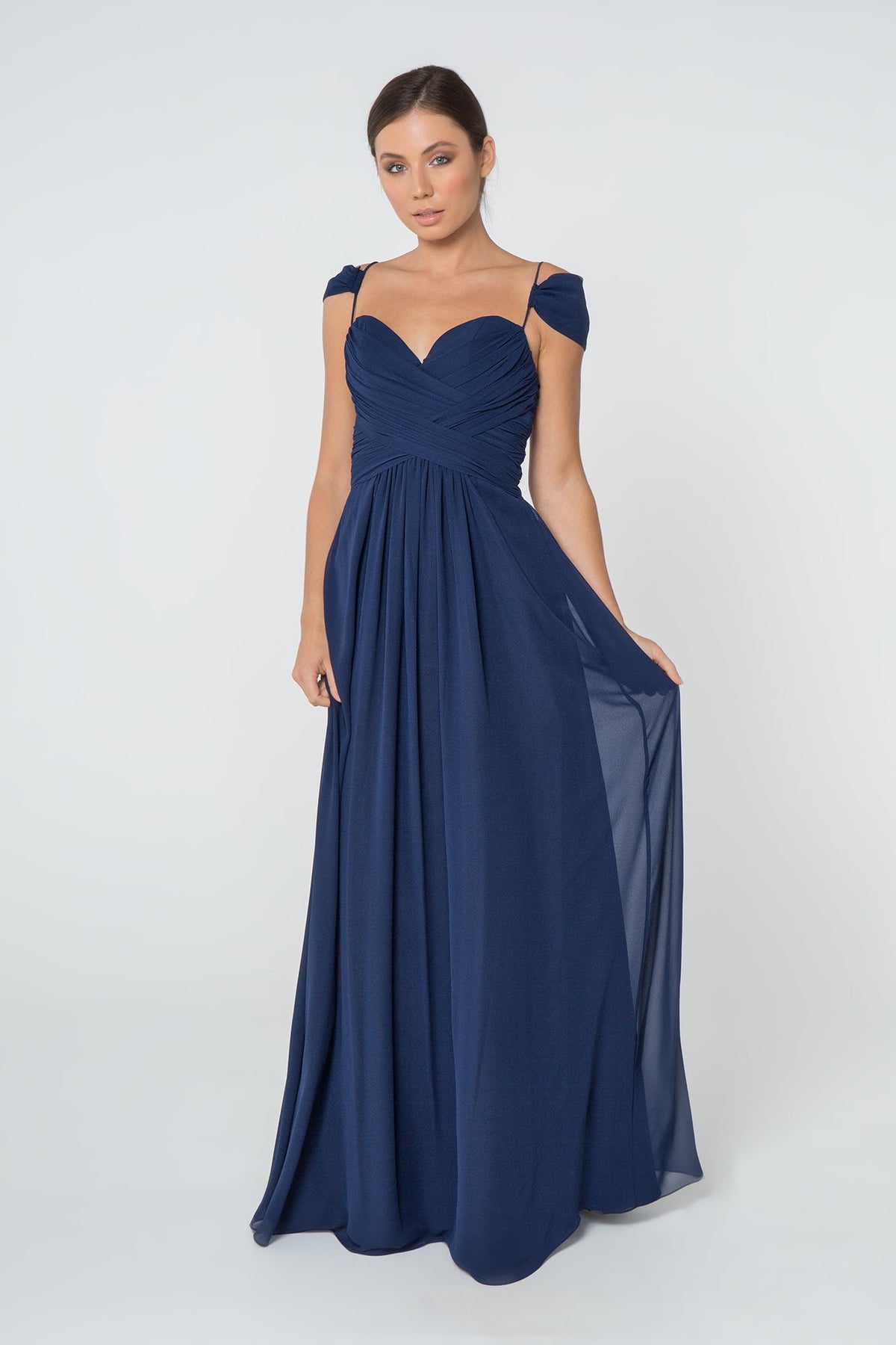 Luminous Chiffon Ruched Sweetheart Long Bridesmaid Luxurious Formal Gown for Formal GLGL28-5