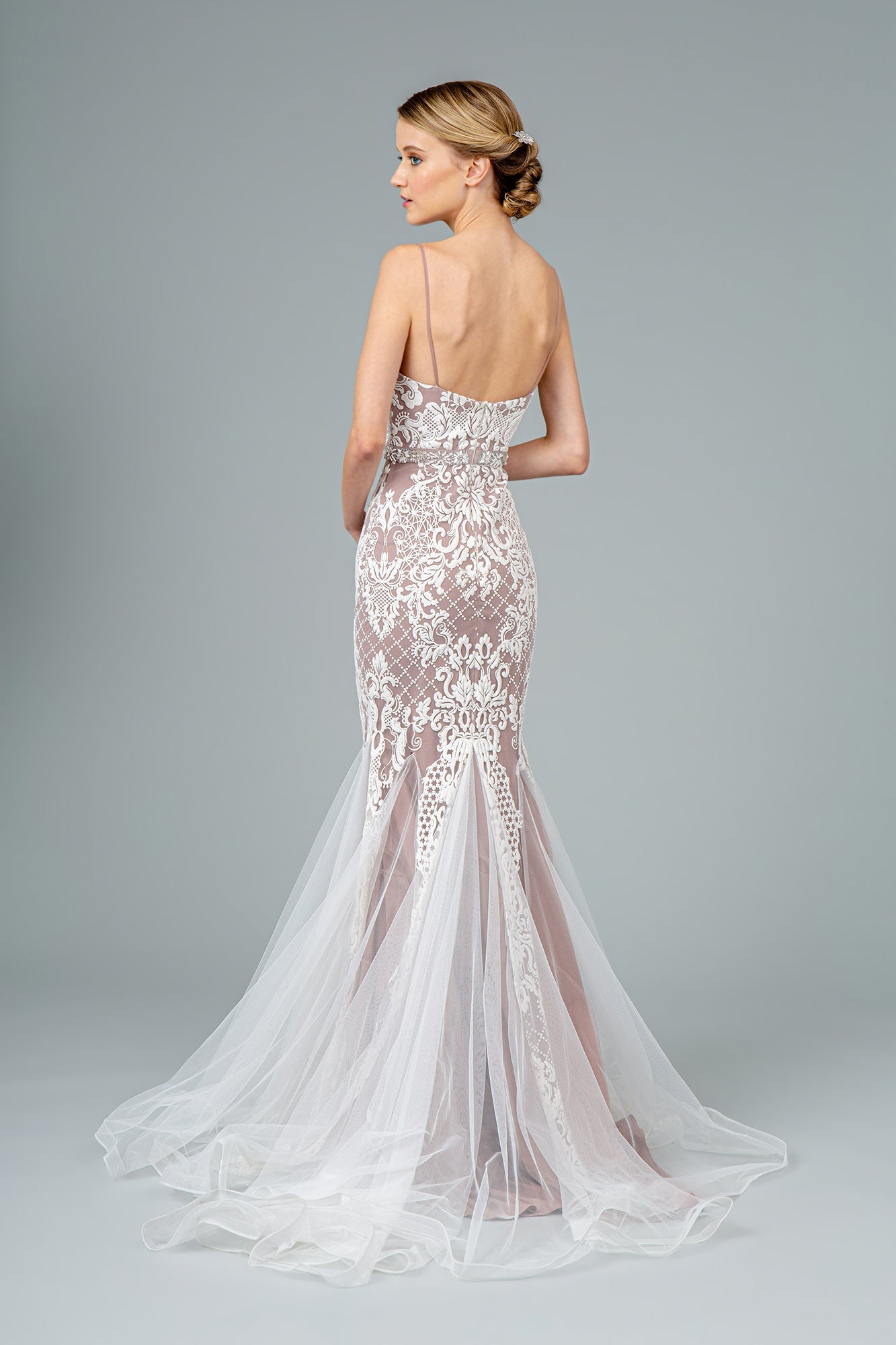 Spaghetti Strap V-Neck Mermaid Long Prom Dress GLGL2934-1
