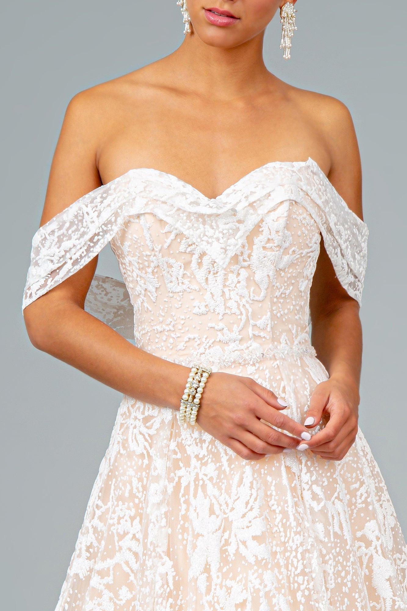 Glitter Mesh Sweetheart A-Line Long Wedding Dress GLGL2937
