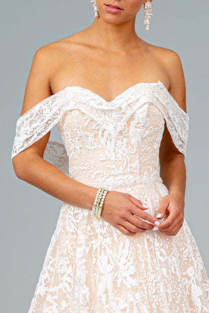 Glitter Mesh Sweetheart A-Line Long Wedding Dress GLGL2937