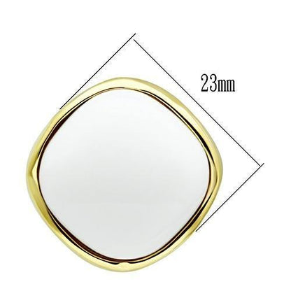 GL338 - IP Gold(Ion Plating) Brass Earrings with Synthetic Synthetic Glass in White