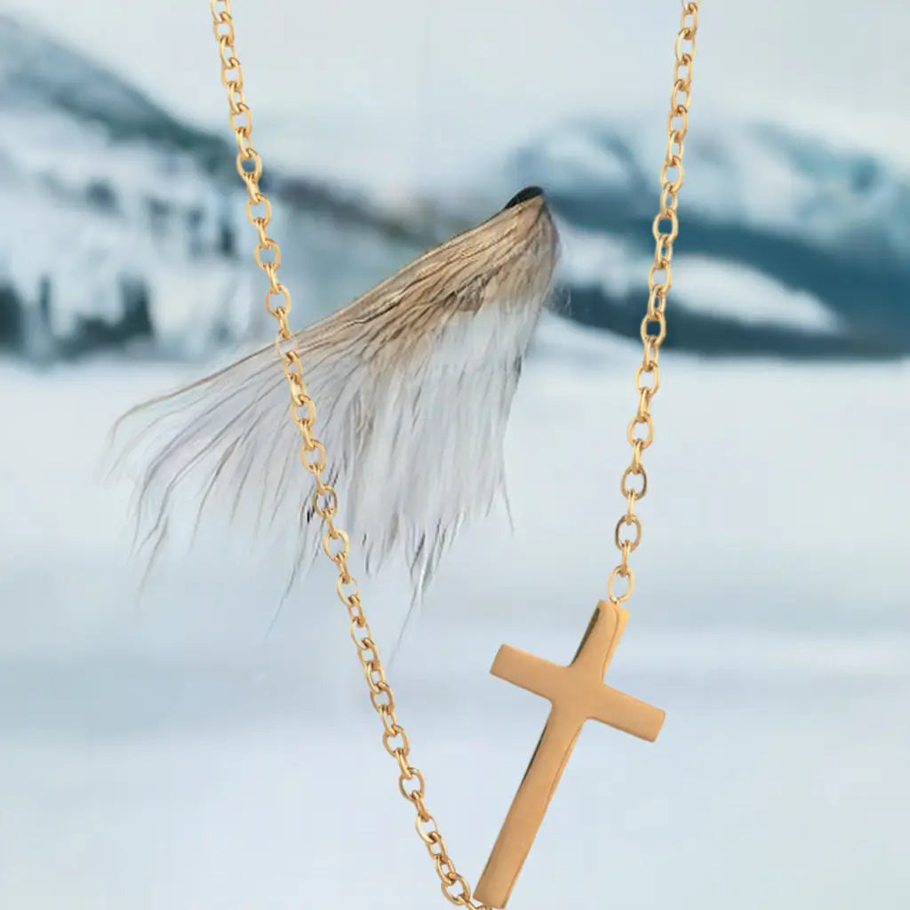 14K gold necklace | Gold Plated Cross Pendant Necklace-1