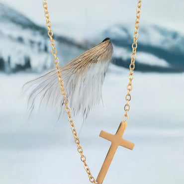 14K gold necklace | Gold Plated Cross Pendant Necklace-1