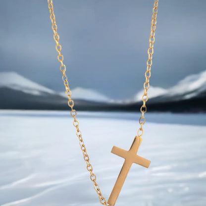 14K gold necklace | Gold Plated Cross Pendant Necklace-2