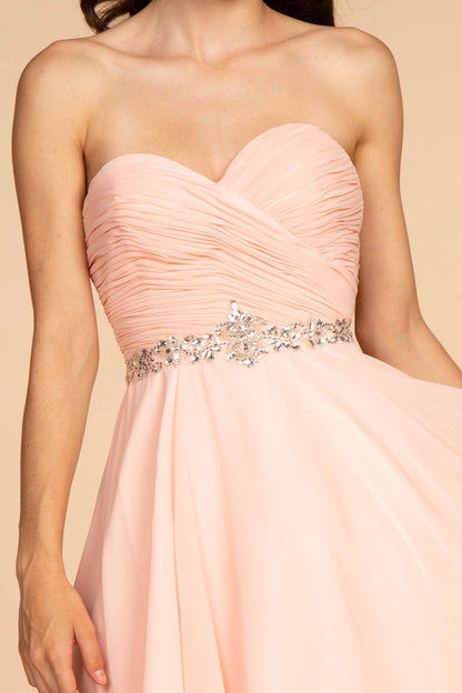Ruched Strapless Sweetheart Chiffon Short Homecoming Dress GLGS1637-2