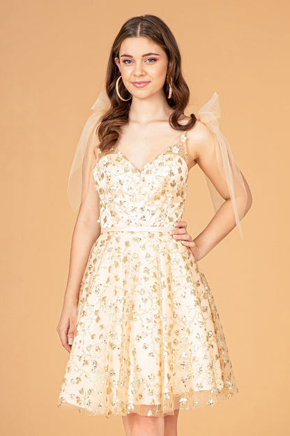 Statuesque Mesh A-Line Homecoming Gown w/ Ribbon Attachment GLGL3088-3