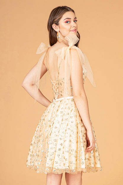 Statuesque Mesh A-Line Homecoming Gown w/ Ribbon Attachment GLGL3088-4