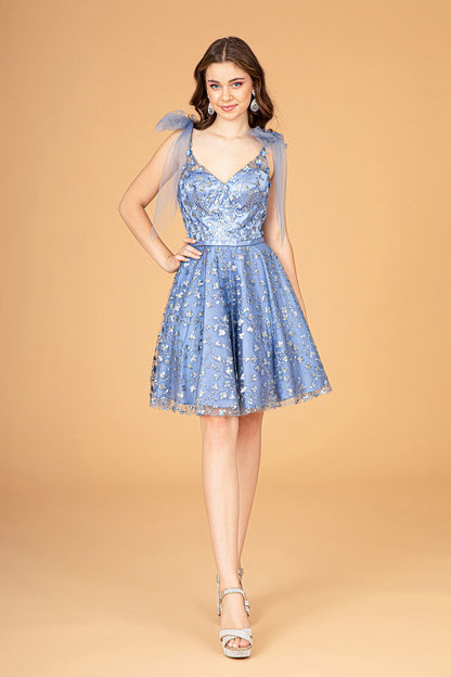 Statuesque Mesh A-Line Homecoming Gown w/ Ribbon Attachment GLGL3088-0