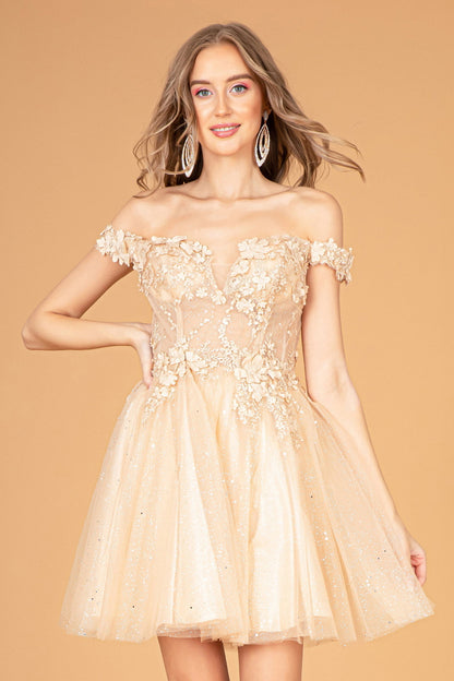 Illusion Sweetheart Mesh Babydoll w/ Sheer Bodice Short Homecoming Dress GLGS3096-5
