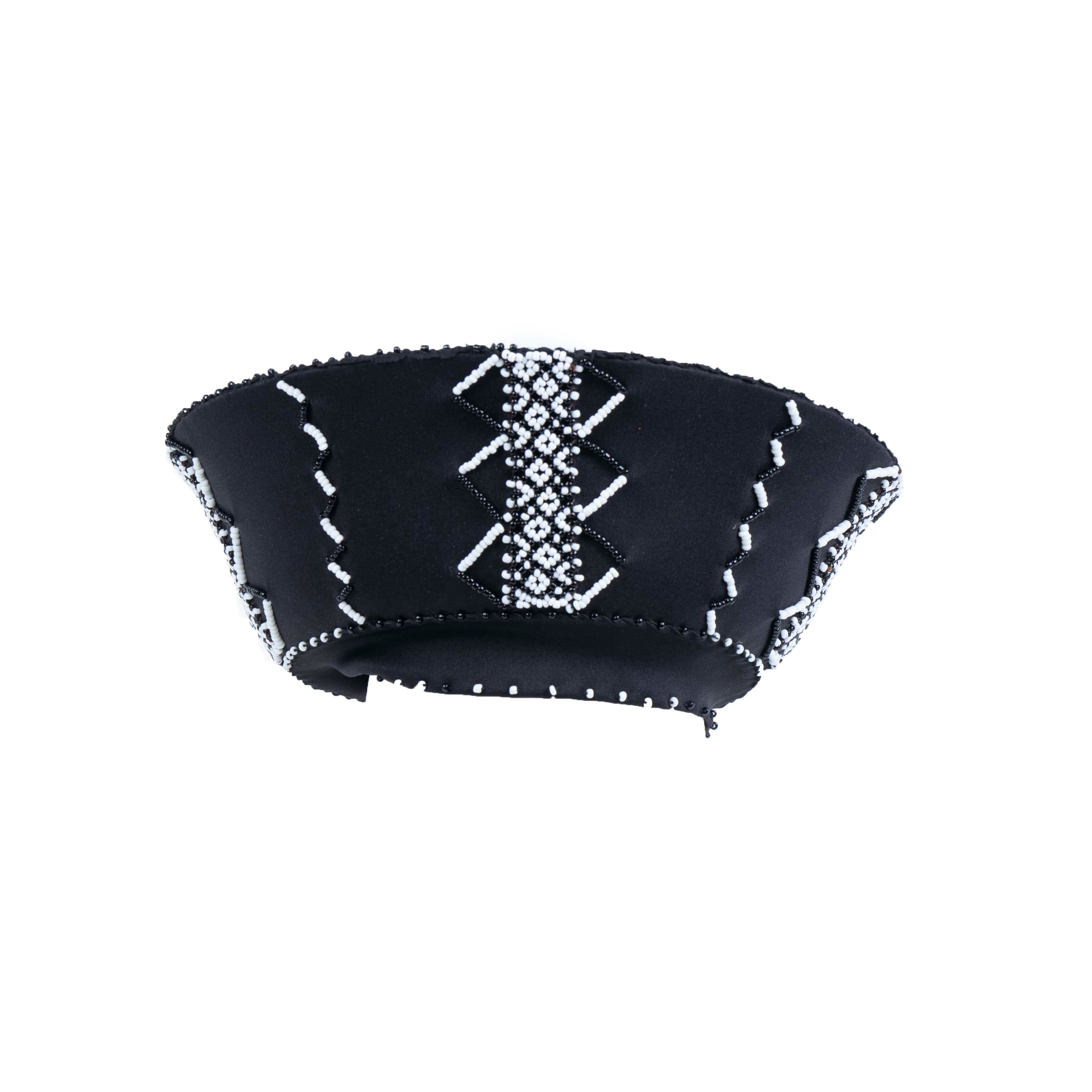 Zulu Beaded Bucket Hat - Isicholo Black & White | Handmade in South Africa-2