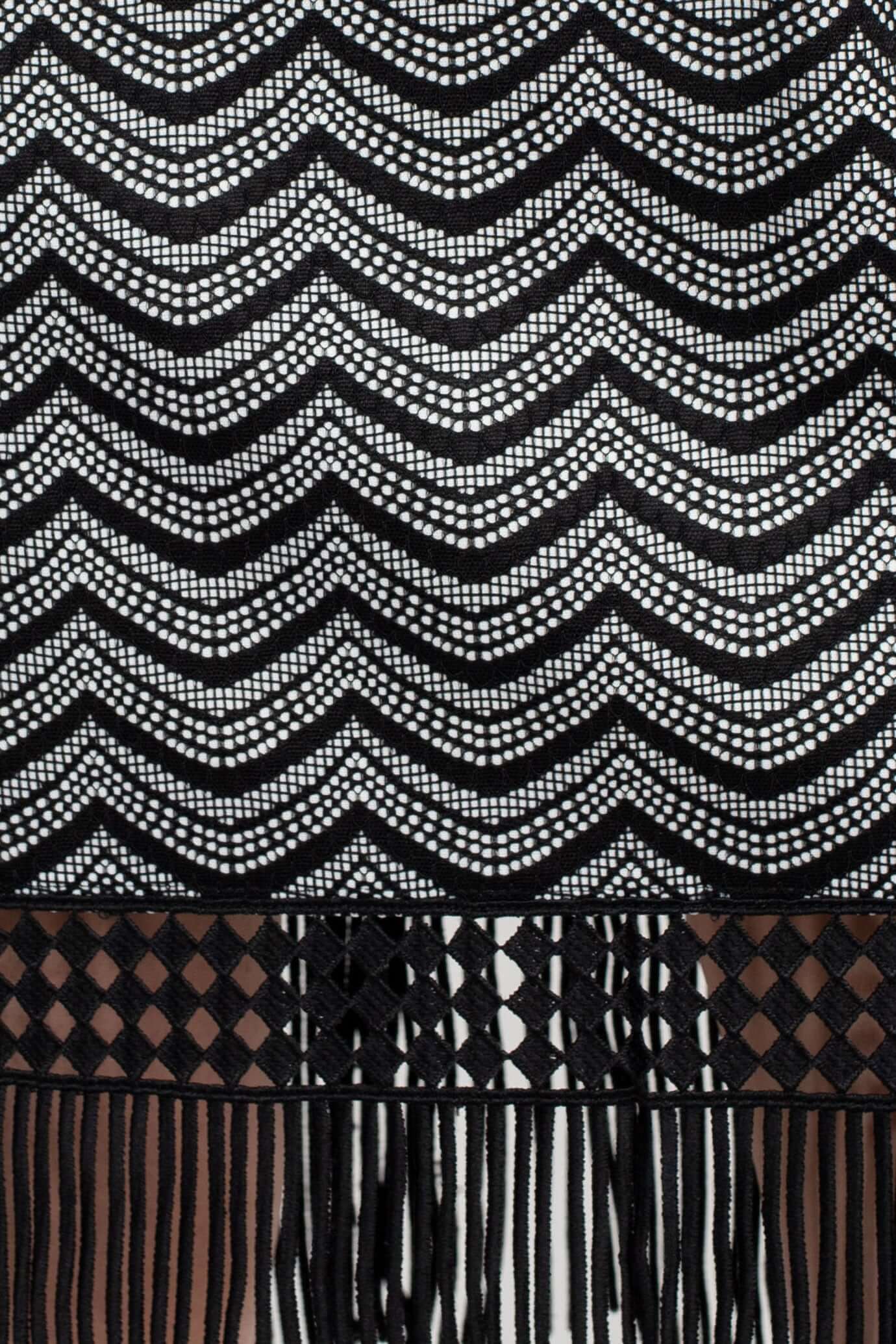 Julia Jordan Crew Neck Sleeveless Shift Zipper Back Lace Fringe Dress-4