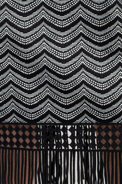 Julia Jordan Crew Neck Sleeveless Shift Zipper Back Lace Fringe Dress-4