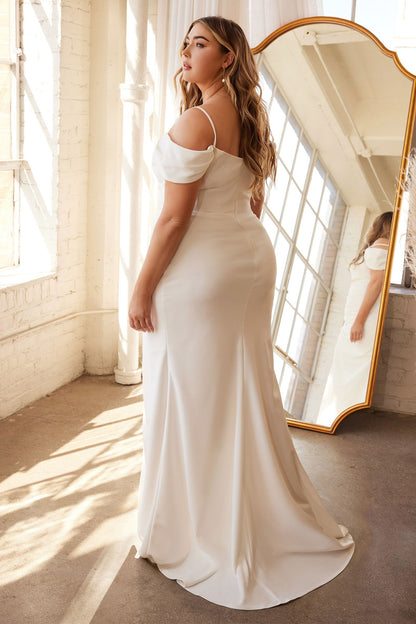 OFF THE SHOULDER CREPE GOWN CDKV1057W-1
