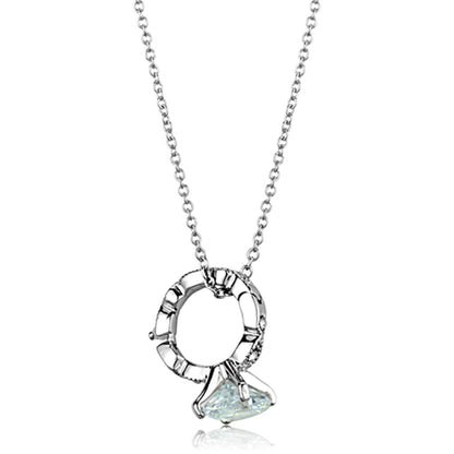 LO3494 - Rhodium Brass Pendant with AAA Grade CZ in Clear