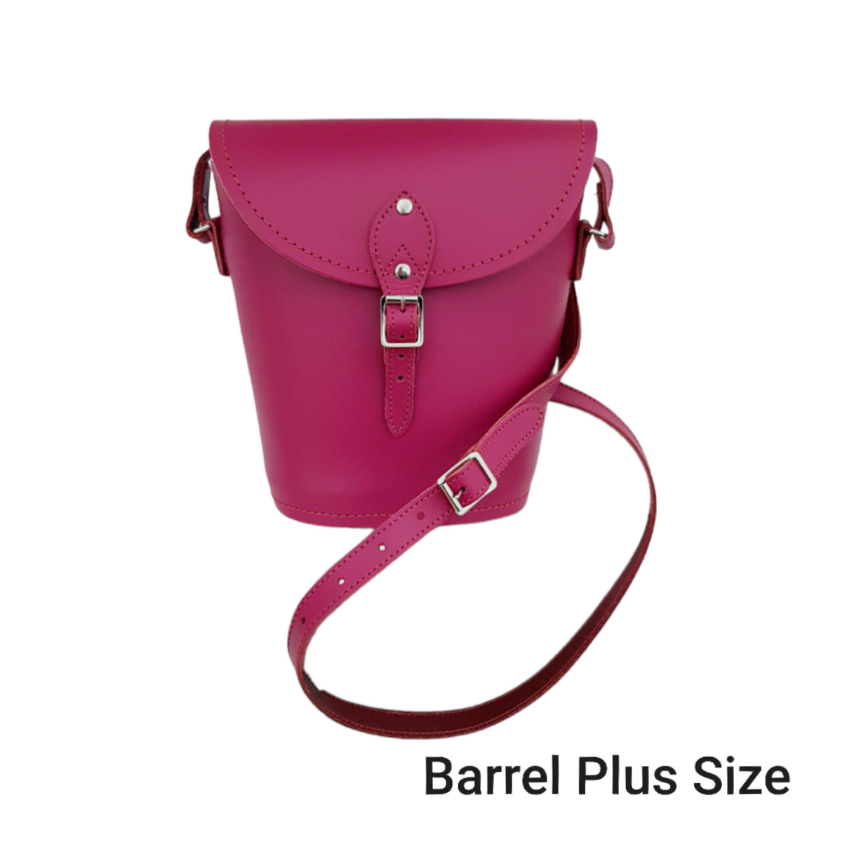 Handmade Leather Barrel Bag - Magenta-4